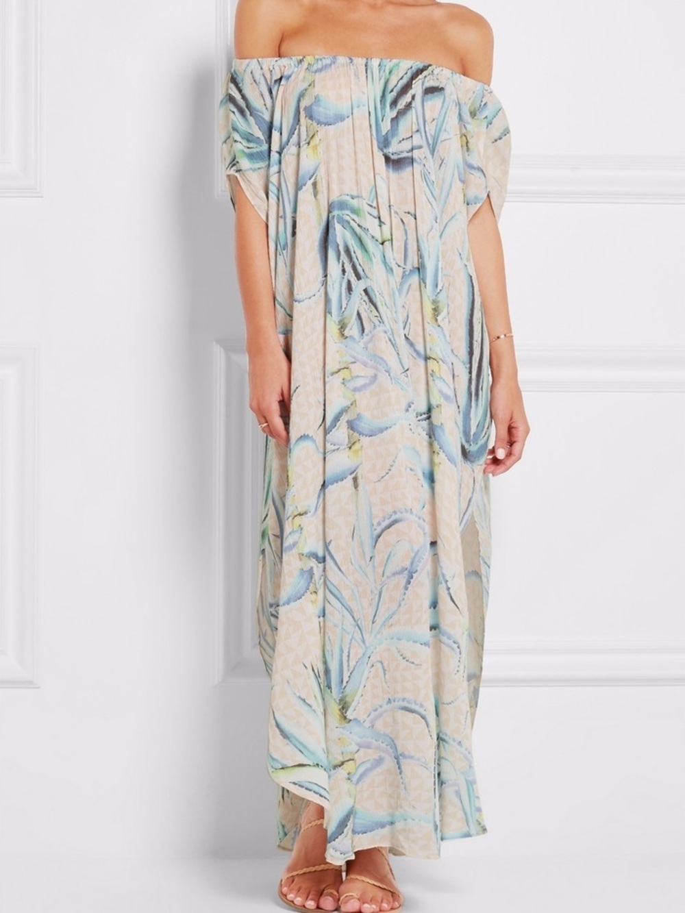 Mara Hoffman Off The Shoulder Floral Maxi Dress Swim Cover Up
